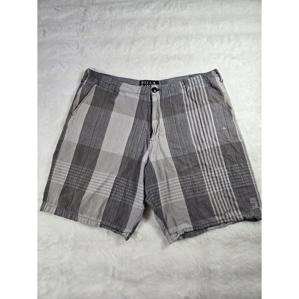 Billabong Mens Grey Plaid Cotton Walk Shorts Size 38 Grey Charcoal Striped